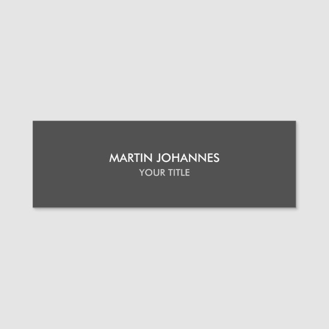 Trendy Plain Grey Professional Name Tag (Front)