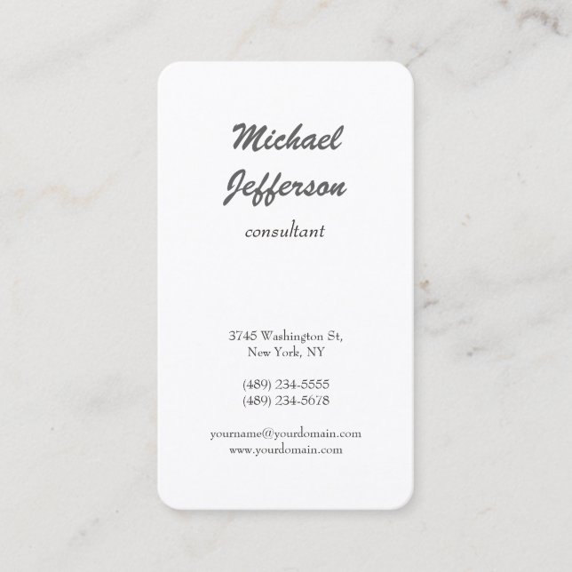 Trendy Plain Modern Minimalist Professional Business Card (Front)
