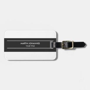Trendy Plain Simple Grey White Luggage Tag