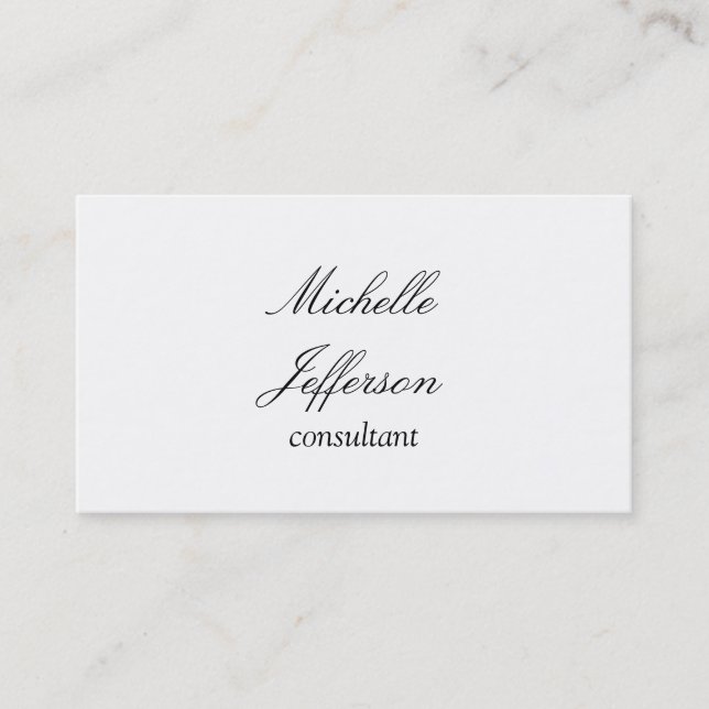 Trendy Plain Simple White Black White Business Card (Front)