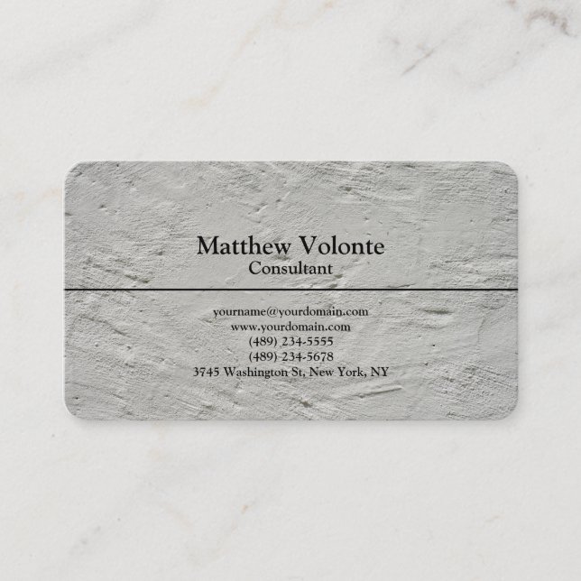 Trendy Plain Stylish Grey Wall Texture Business Card (Front)