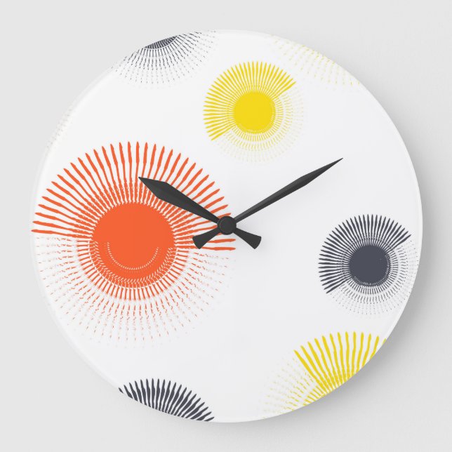 Trendy, playful, lively, cool, circular geometric large clock (Front)