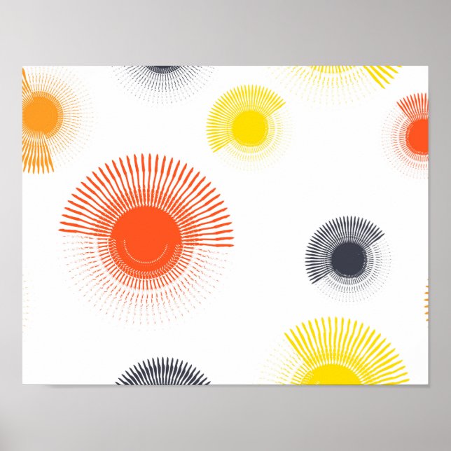 Trendy, playful, lively, cool, circular geometric poster (Front)