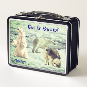 Trendy Polar Bears on Ice  Metal Lunch Box