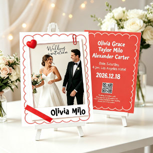 Trendy Polaroid Scrapbook Style Wedding Invitation