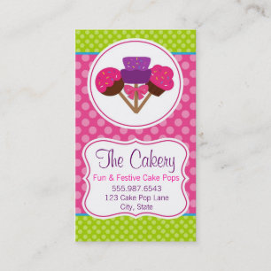 Trendy Polka Dot Cake Pop Cupcake Bakery Design Business Card