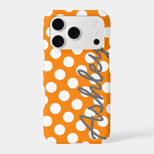 Trendy Polka Dot Pattern with name - orange grey (Back)