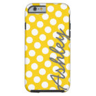 Trendy Polka Dot Pattern with name - yellow grey