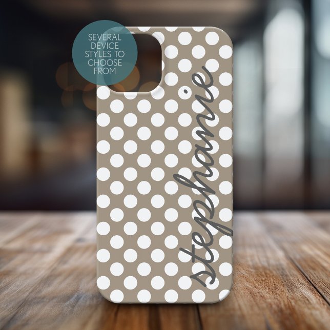 Trendy Polka Dot Pattern with personalised name Case-Mate iPhone Case (Personalized Phone Case with Polka Dots and Custom Name)