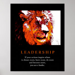 Trendy Pop Art Motivational Leadership Lion Poster