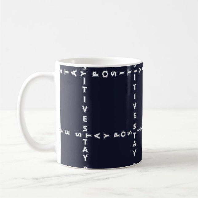 Trendy 'Positive' pattern, grid check. Coffee Mug (Left)