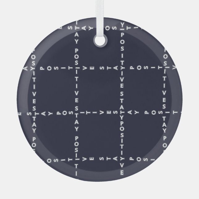 Trendy 'Positive' pattern, grid check. Glass Tree Decoration (Front)