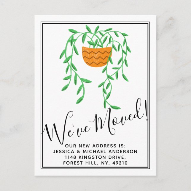 Trendy Potted House Plant New Home Moving Announcement Postcard (Front)
