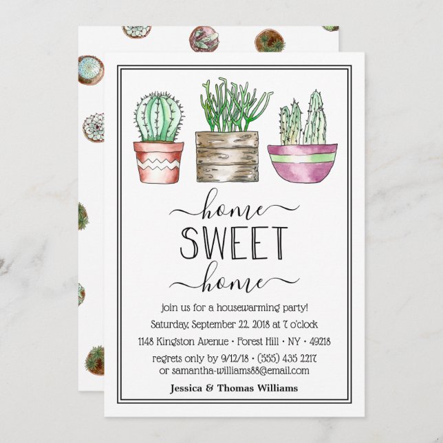 Trendy Potted Plants Housewarming Party Invitation (Front/Back)