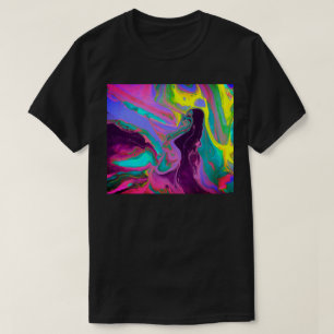 Trendy Poured Paint Purple Turquoise Lime Green T-Shirt