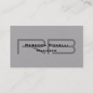 Trendy Premium Grey Monogram Minimalist Plain Business Card