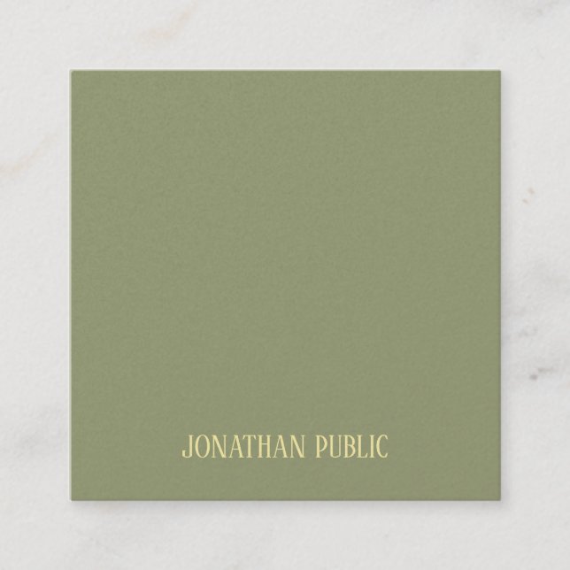 Trendy Premium Pearl Finish Modern Elegant Top Square Business Card (Front)