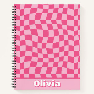 Trendy Preppy Pink Chequered Notebook