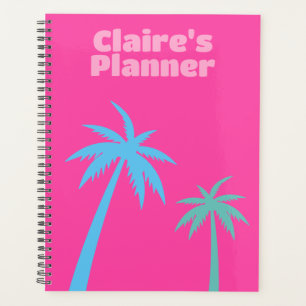 Trendy Preppy Pink Palm Tree Planner