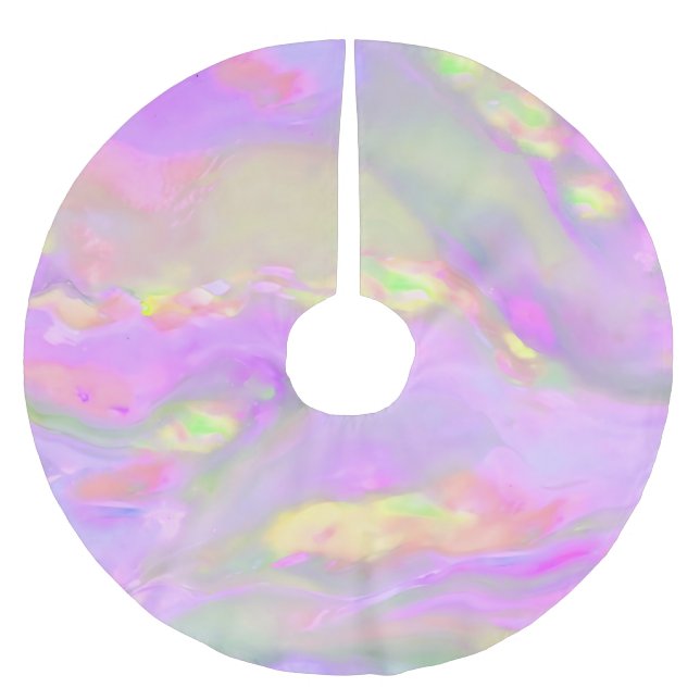 Trendy pretty colourful abstract waves brushed polyester tree skirt (Front)