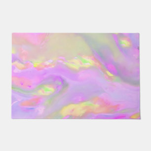 Trendy pretty colourful abstract waves doormat