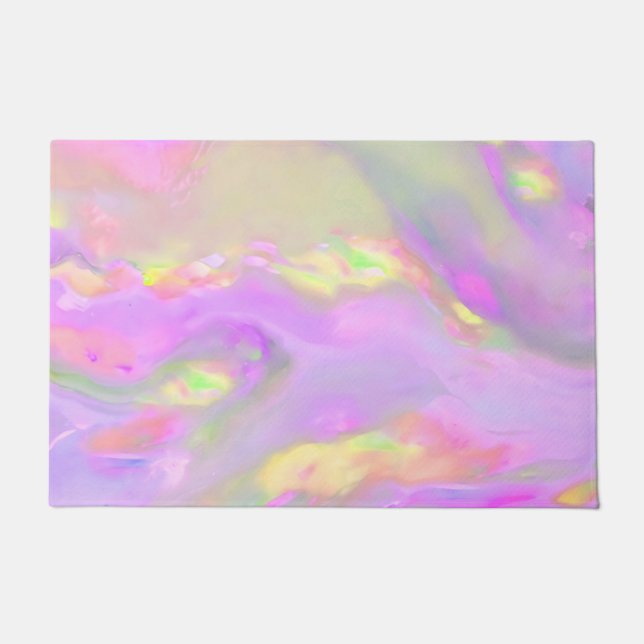 Trendy pretty colourful abstract waves doormat (Front)
