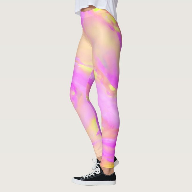Trendy pretty colourful abstract waves leggings (Left)