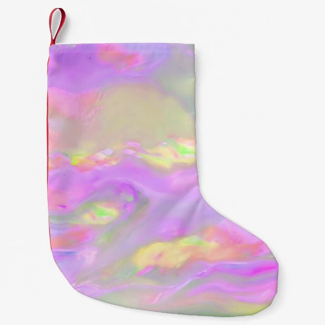 Trendy pretty colourful abstract waves small christmas stocking (Front)