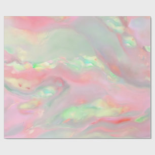 Trendy pretty colourful faux holographic opal wrapping paper
