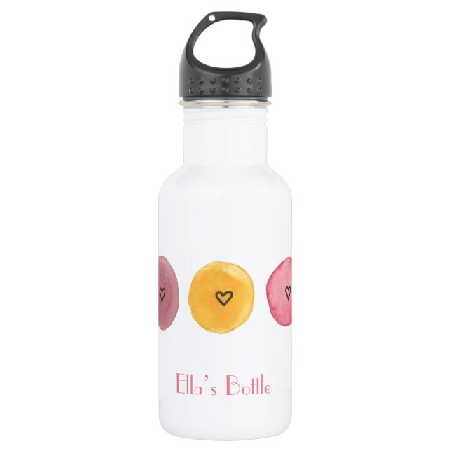 Trendy Pretty Hearts Water Bottle Customisable (Front)