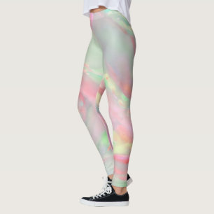 Trendy pretty pink colourful absract waves leggings