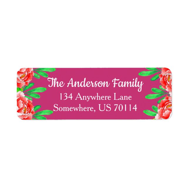 Trendy Pretty Watercolor Pink Peonies & Foliage (Front)