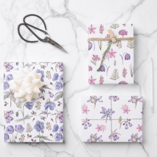Trendy Pretty Wildflowers Floral Garden Pattern Wrapping Paper Sheet
