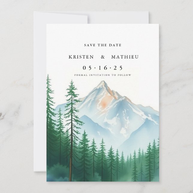 Trendy Printable Mountain Save The Date (Front)