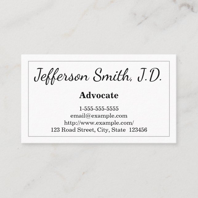 Trendy & Professional Advocate Business Card (Front)