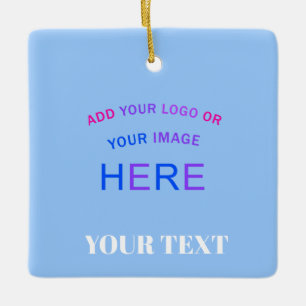Trendy Professional Branding Customisable Blue Ceramic Ornament