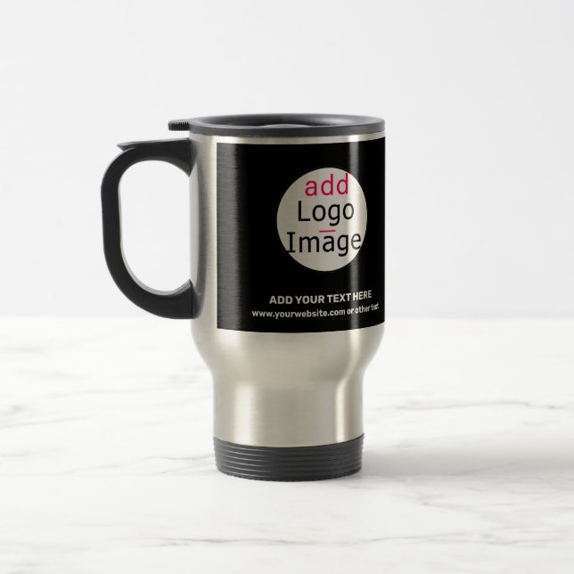 Trendy Professional Business Custom Logo Black Travel Mug (Left)