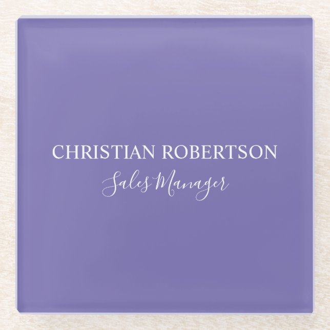 Trendy Professional Chic Periwinkle Colour Modern Glass Coaster (Front)