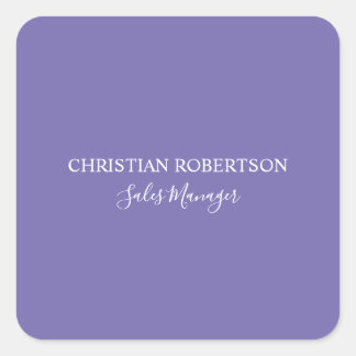 Trendy Professional Chic Periwinkle Colour Modern Square Sticker