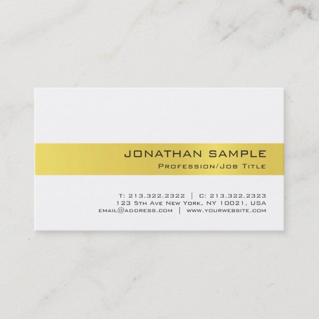 Trendy Professional Gold White Luxury Design Business Card (Front)