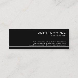 Trendy Professional Modern Black White Semi Gloss Mini Business Card