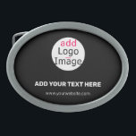 Trendy professional modern chic customisable black belt buckle<br><div class="desc">Trendy professional modern customisable design to improve brand awareness,  build a recognisable brand and create something unique.  Customisable business design on black background. You can develop your own design and add your text (personal or business),  logo,  image,  colours ... </div>