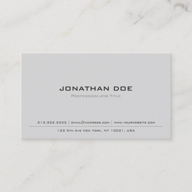 Trendy Professional Modern Elegant Grey Semi Gloss Business Card (Front)