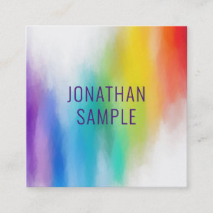 Trendy Professional Modern Elegant Rainbow Colours Square Business Card