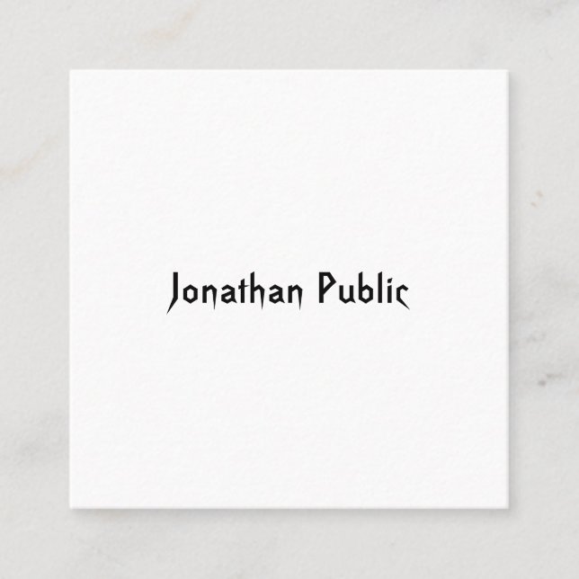 Trendy Professional Modern Hand Script Template Square Business Card (Front)
