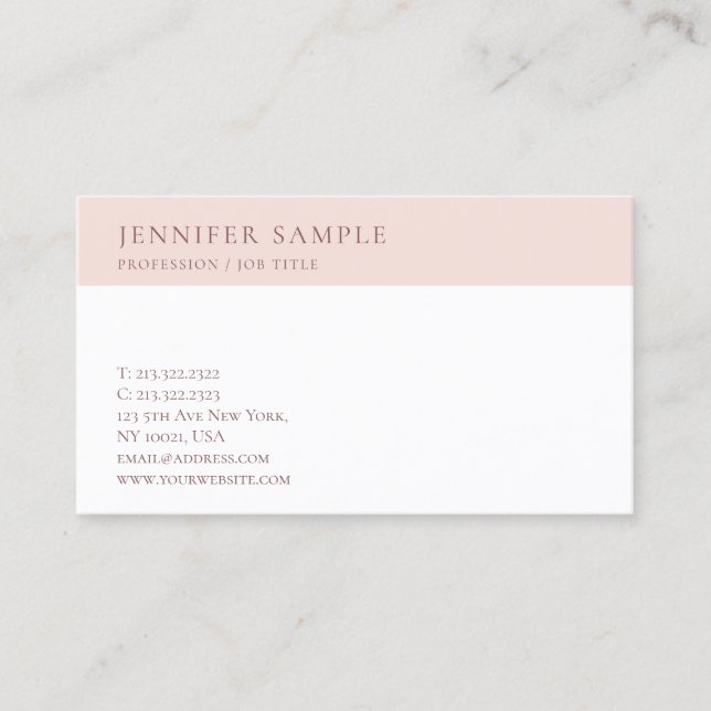 Trendy Professional Modern Sleek Template Pretty Business Card (Front)