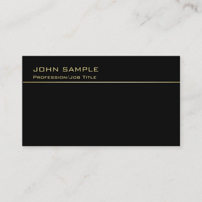 Trendy Professional Monogram Classy Black And Gold Business Card (Front)