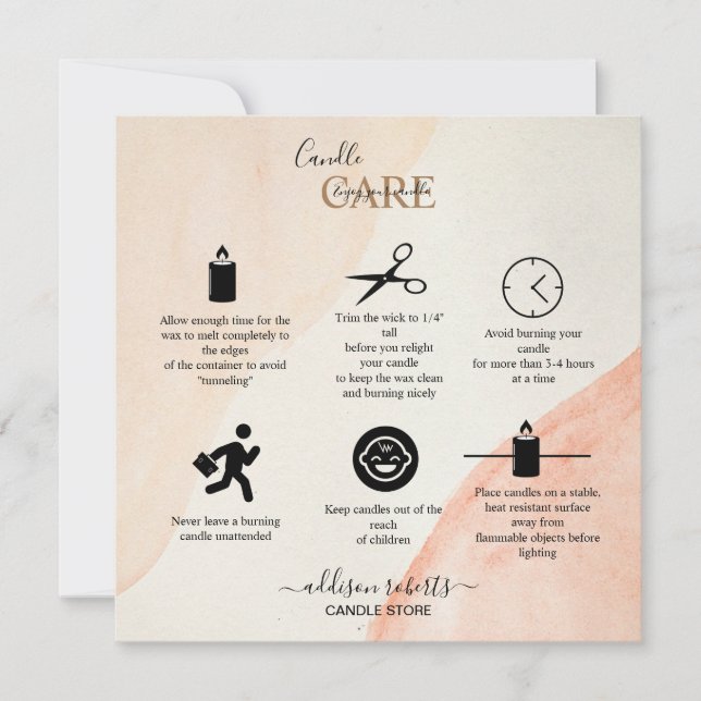 Trendy Professional Orange Terracotta Candle Care  Thank You Card (Front)