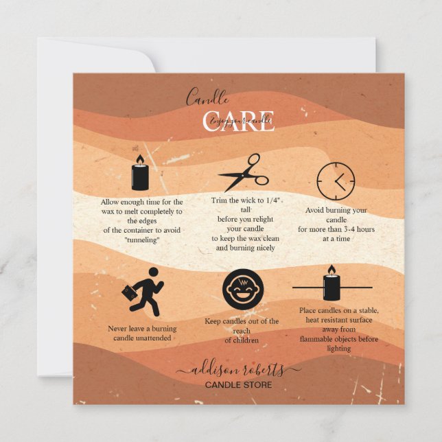 Trendy Professional Orange Terracotta Candle Care  Thank You Card (Front)