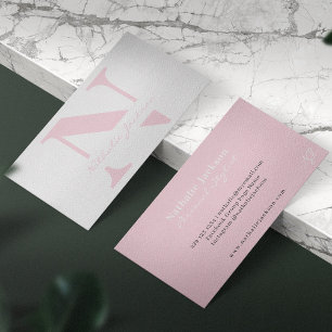 Trendy professional pale pink monogrammed business card